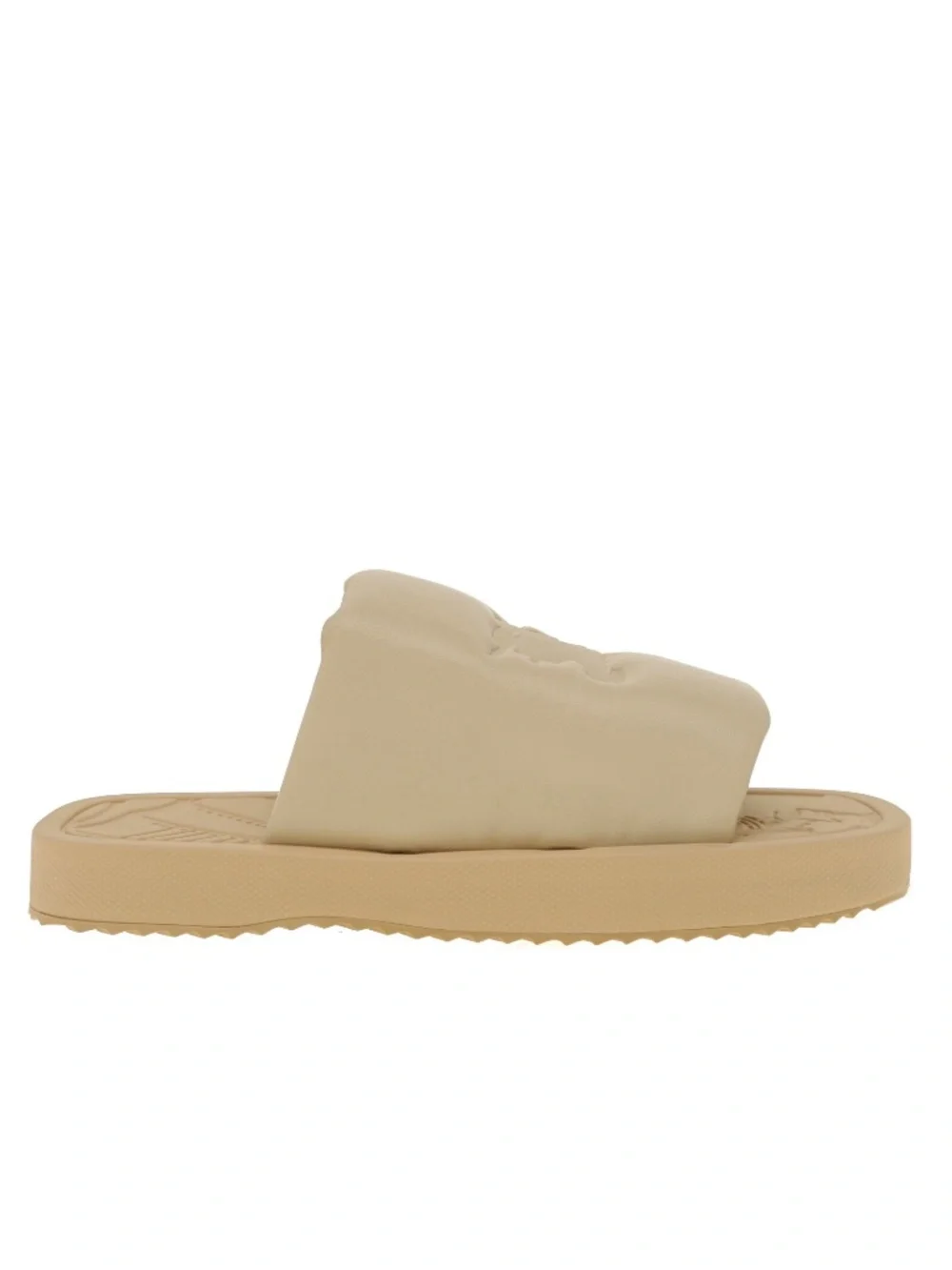 Burberry Men Knight Slides Soft Beige Leather Size 12 New
